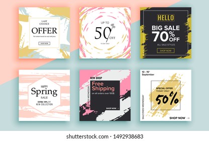 Set of sale banner template design. Vector illustration.