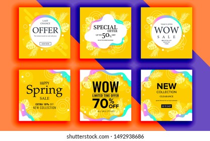 Set of sale banner template design. Vector illustration.