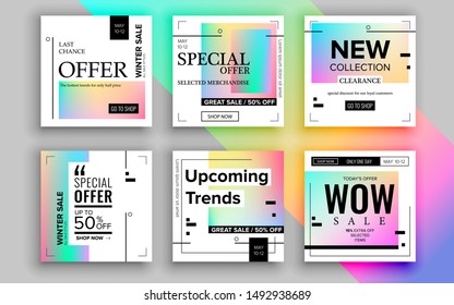 Set of sale banner template design. Vector illustration.