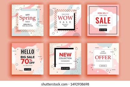 Set of sale banner template design. Vector illustration.