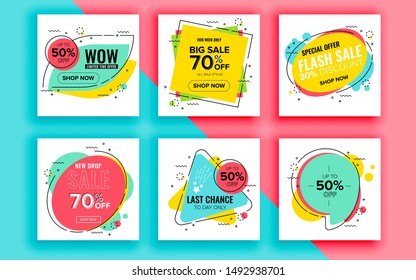 Set of sale banner template design. Vector illustration.