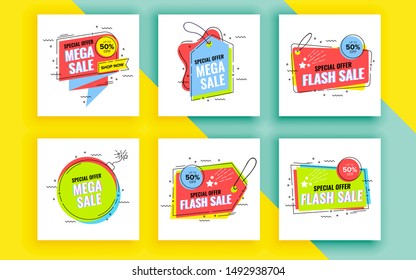 Set of sale banner template design. Vector illustration.