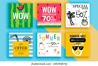 Set of sale banner template design. Vector illustration.