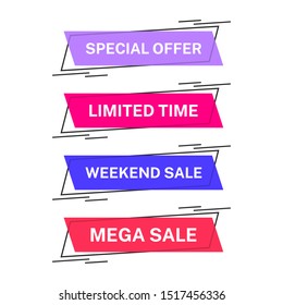 Set of sale banner template design. Modern special offer vector illustration. Limited time discount tag for web