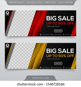 set of sale banner template design with abstract and minimalist layout