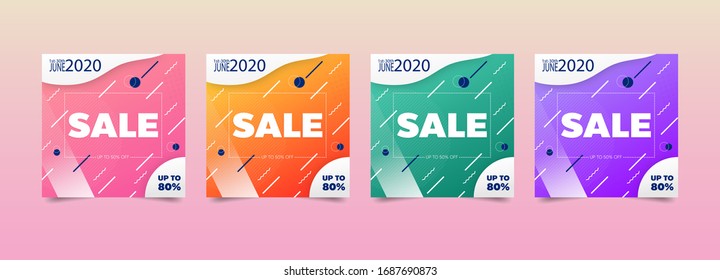 Set of sale banner template design. Vector illustration.