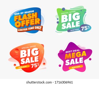 Set of sale banner template design, Big deal special offer end of season  vector illustration. for offline online shop promotion discount sign