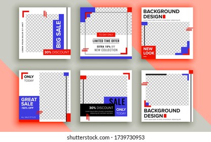 Set of sale banner template design. Vector illustration.