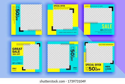 Set of sale banner template design. Vector illustration.