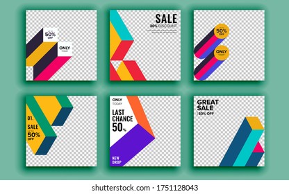 Set of sale banner template design. Vector illustration.