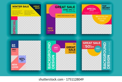 Set of sale banner template design. Vector illustration.