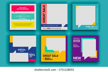 Set of sale banner template design. Vector illustration.