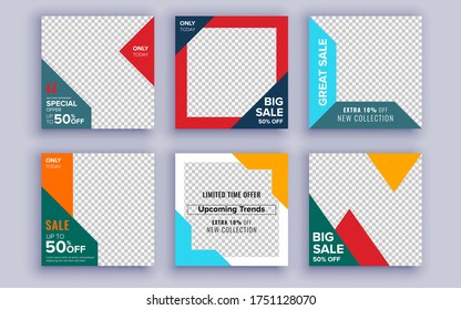 Set of sale banner template design. Vector illustration.