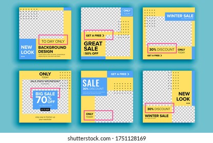 Set of sale banner template design. Vector illustration.