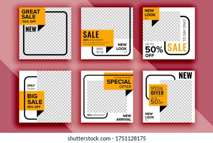 Set of sale banner template design. Vector illustration.