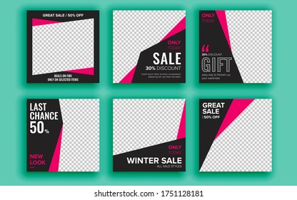 Set of sale banner template design. Vector illustration.