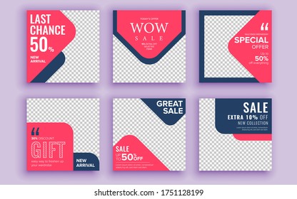 Set of sale banner template design. Vector illustration.