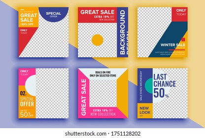 Set of sale banner template design. Vector illustration.