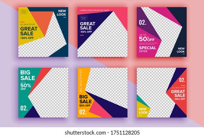 Set of sale banner template design. Vector illustration.