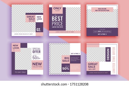 Set of sale banner template design. Vector illustration.