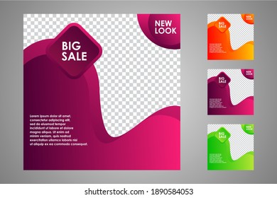 Set of sale banner template design. Editable post template social media banners for digital marketing. Vector illustration.