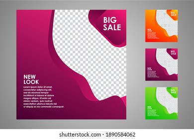 Set of sale banner template design. Editable post template social media banners for digital marketing. Vector illustration.