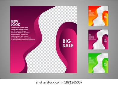 Set of sale banner template design. Editable post template social media banners for digital marketing. Vector illustration.