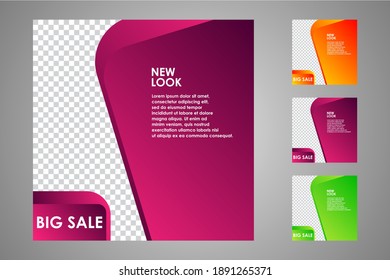 Set of sale banner template design. Editable post template social media banners for digital marketing. Vector illustration.