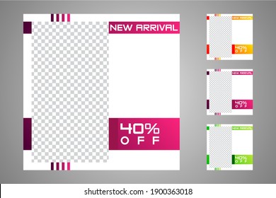Set of sale banner template design. Editable post template social media banners for digital marketing. Vector illustration.
