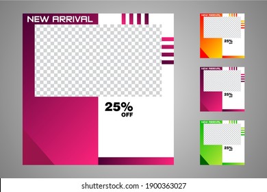 Diseño de plantillas de banner de conjunto de ventas. Banners editables de plantillas de publicación en medios sociales para marketing digital. Ilustración vectorial.