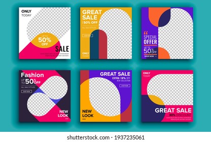 Set of sale banner template design. Vector illustration.