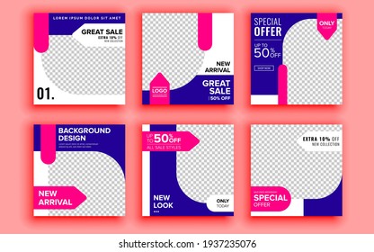 Set of sale banner template design. Vector illustration.