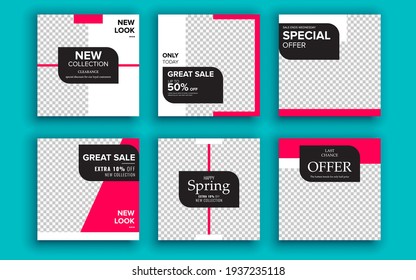 Set of sale banner template design. Vector illustration.