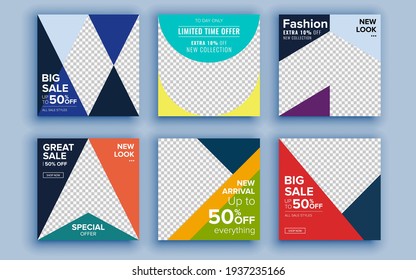 Set of sale banner template design. Vector illustration.