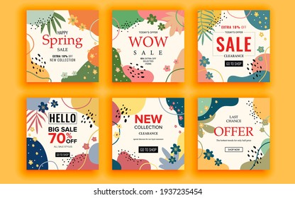 Set of sale banner template design. Vector illustration.