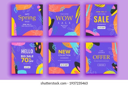 Set of sale banner template design. Vector illustration.