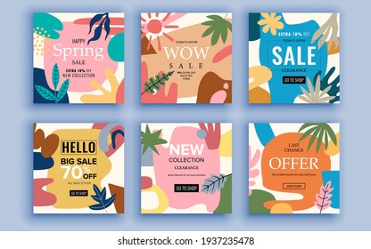 Set of sale banner template design. Vector illustration.
