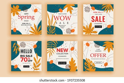 Set of sale banner template design. Vector illustration.