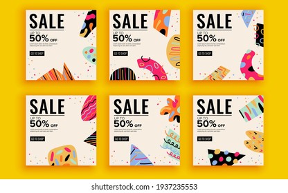 Set of sale banner template design. Vector illustration.