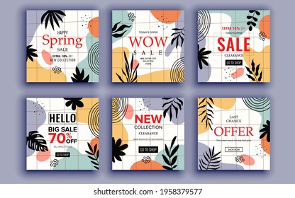 Set of sale banner template design. Vector illustration.