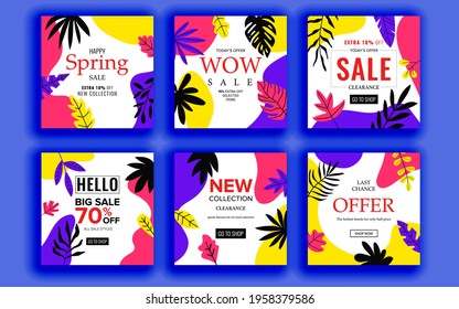 Set of sale banner template design. Vector illustration.