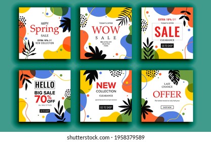 Set of sale banner template design. Vector illustration.