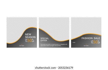 Set of sale banner template design. Carousel post on social network. Vector illustration. 