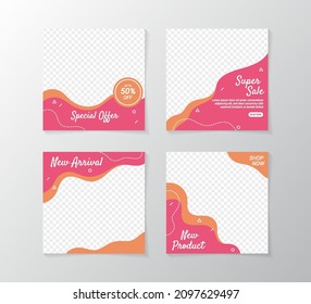 Set of sale banner template design with blue and yellow color design. Modern feed promotion template for social media. abstract wave design promotion template. Vector illustration.