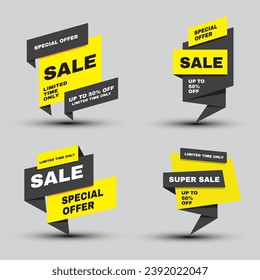 Set Sale banner template design, Super sale special offer. Vector illustration.