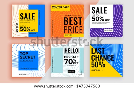 Set of sale banner template design. Vector illustration.