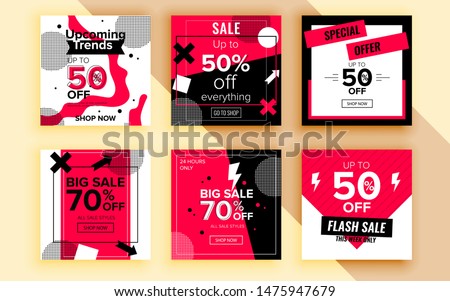 Set of sale banner template design. Vector illustration.