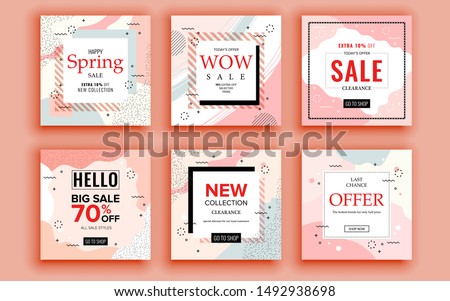 Set of sale banner template design. Vector illustration.