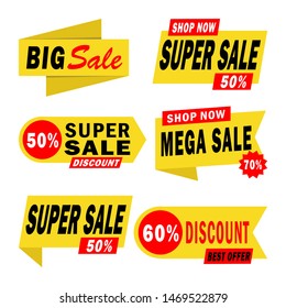 Set of sale banner templates. Discount special offer tags. Collection of discount label, offer tag and sale sticker design for advertising and promotion. Vector illustration