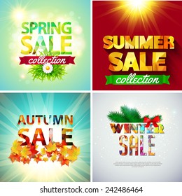 Set of sale banners for all seasons. Vector illustration